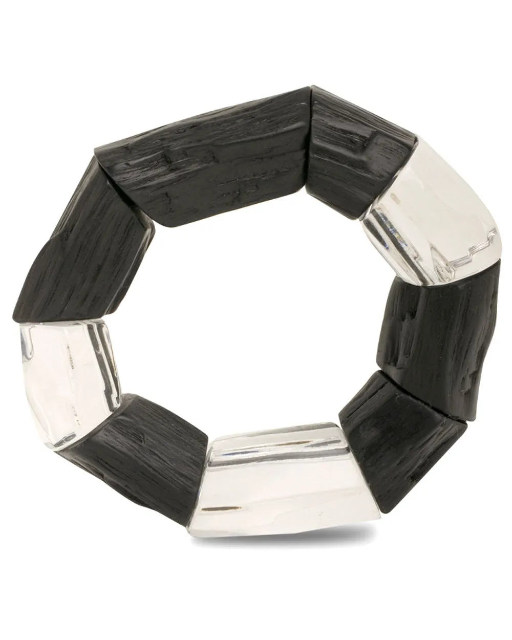 Textured Ebony and Faceted Acrylic Bracelet