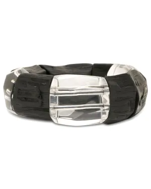 Textured Ebony and Faceted Acrylic Bracelet