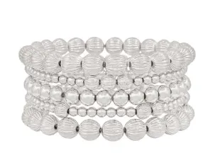 textured silver beaded stretch bracelets