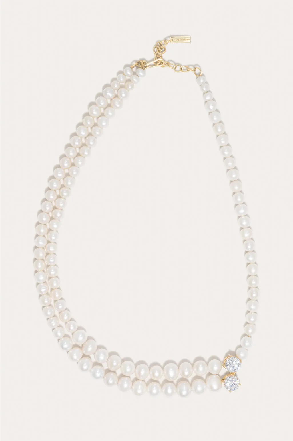 The Light of the Past - Pearl and Zirconia Recycled Gold Vermeil Necklace