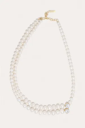The Light of the Past - Pearl and Zirconia Recycled Gold Vermeil Necklace