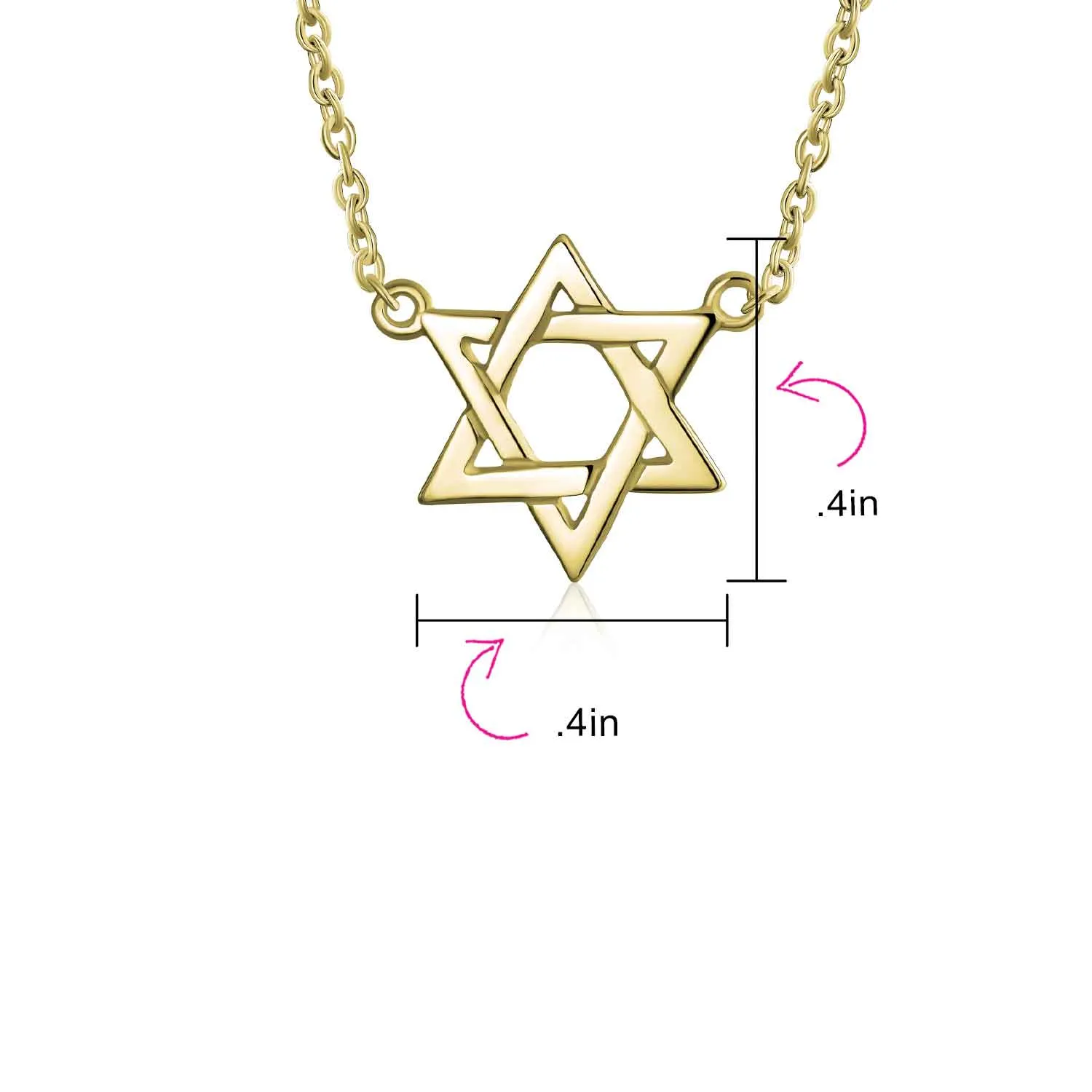 Traditional Magen Judaic Star Of David Pendant Necklace 14K Gold Plated Silver