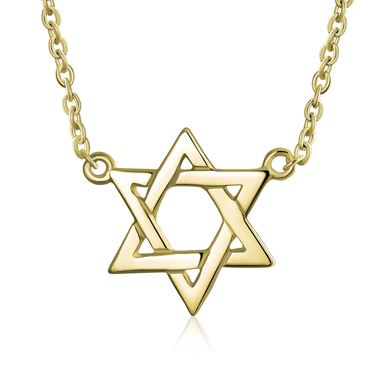 Traditional Magen Judaic Star Of David Pendant Necklace 14K Gold Plated Silver