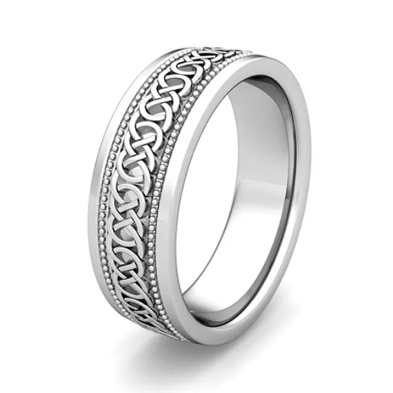 Unique Celtic Knot Design Wedding Ring in 925 Silver
