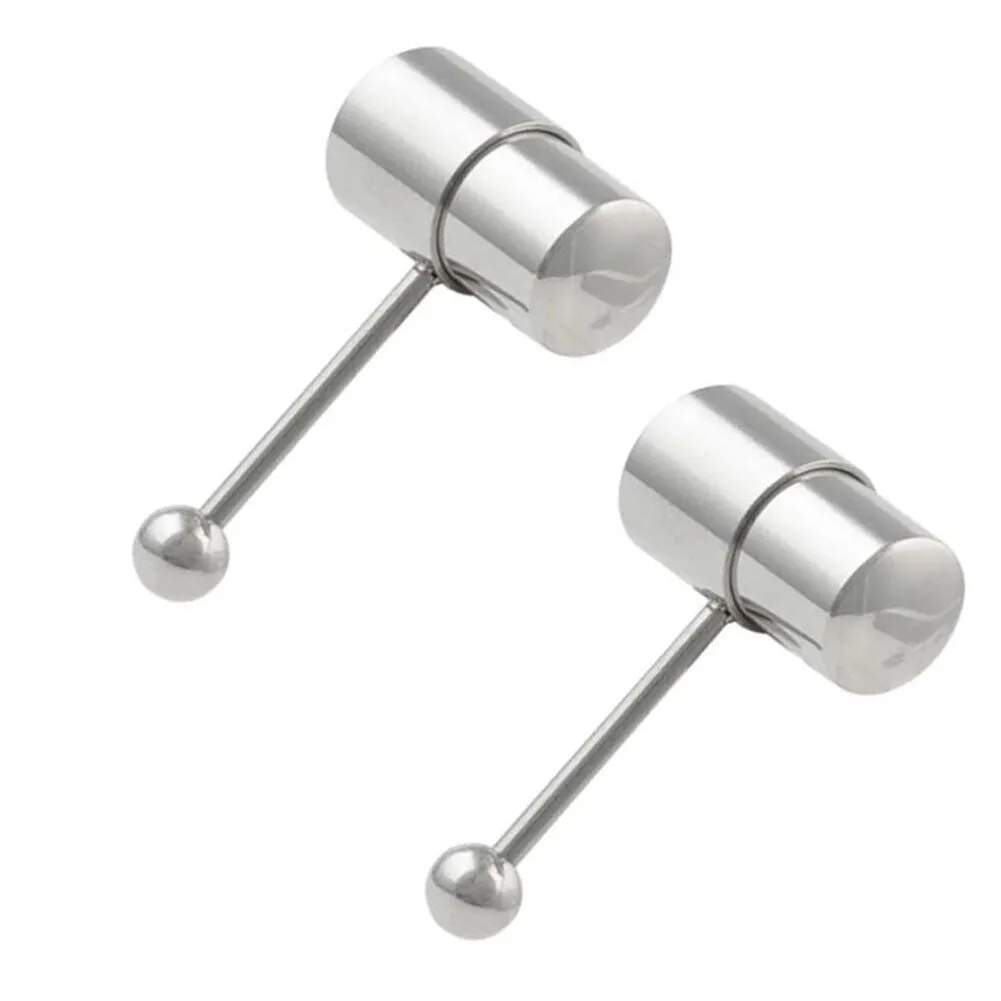US 1-2 Pack Vibrating Tongue Ring Stainless Steel Punk Tongue Bar Body Piercing