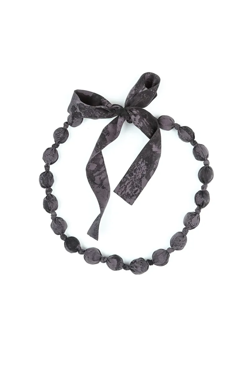 Vintage Violet Marble Silk Cotton Bead Necklace