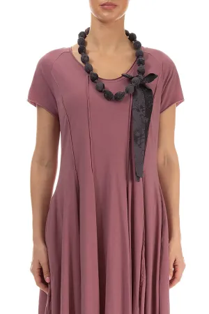 Vintage Violet Marble Silk Cotton Bead Necklace