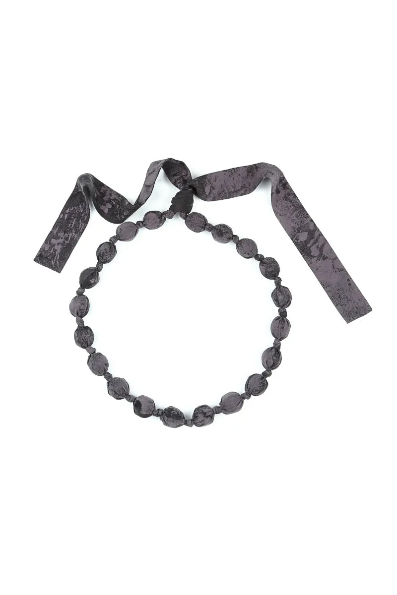 Vintage Violet Marble Silk Cotton Bead Necklace