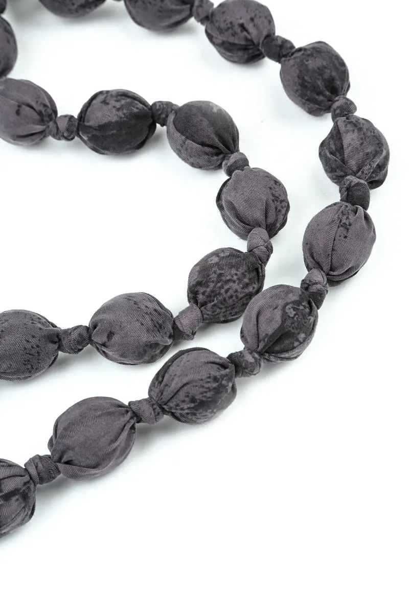 Vintage Violet Marble Silk Cotton Bead Necklace