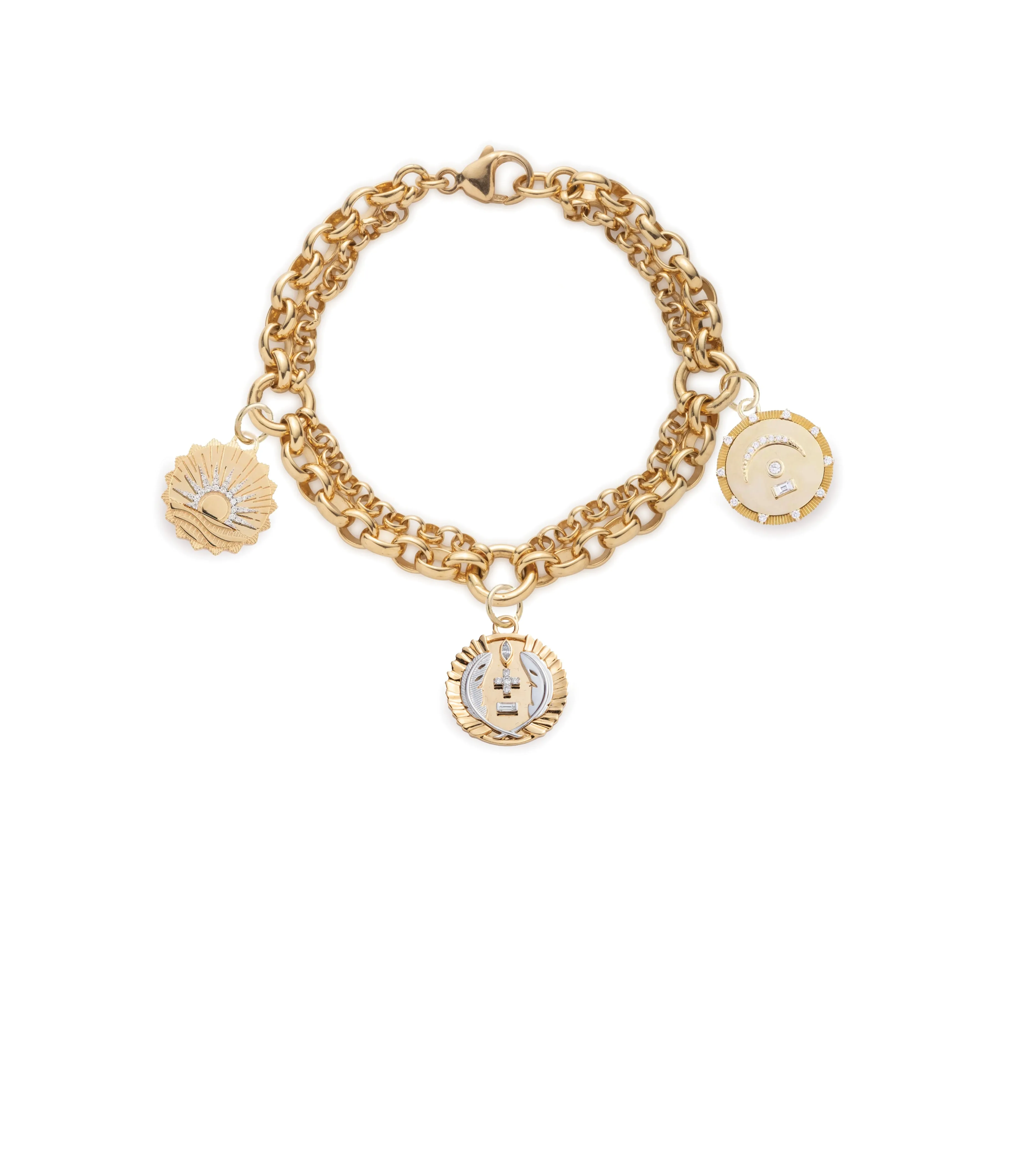 Vivacity, New Beginnings & Pause Festoon Chain Bracelet : in Yellow Gold