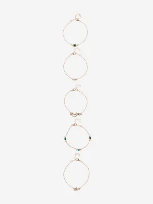 Westside Accessories Gold Star Moon Stackable Bracelets - Pack of 5