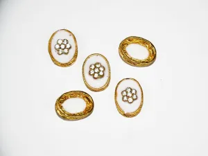 White Designer Oval Kundan Beads