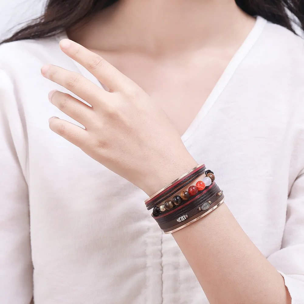 Wholesale Baroque Freshwater Pearl Braided Multi-Layered Leather Bracelet