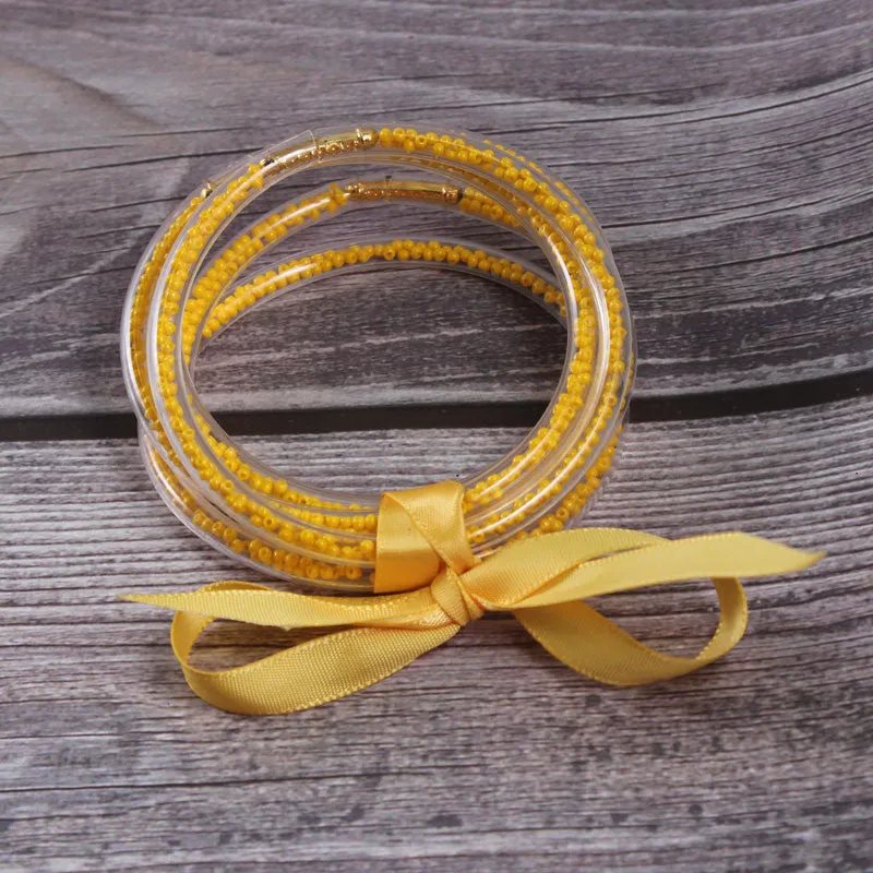 Wholesale Christmas Ribbon Silicone Beads Bracelet