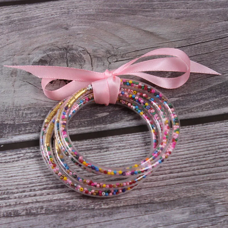 Wholesale Christmas Ribbon Silicone Beads Bracelet
