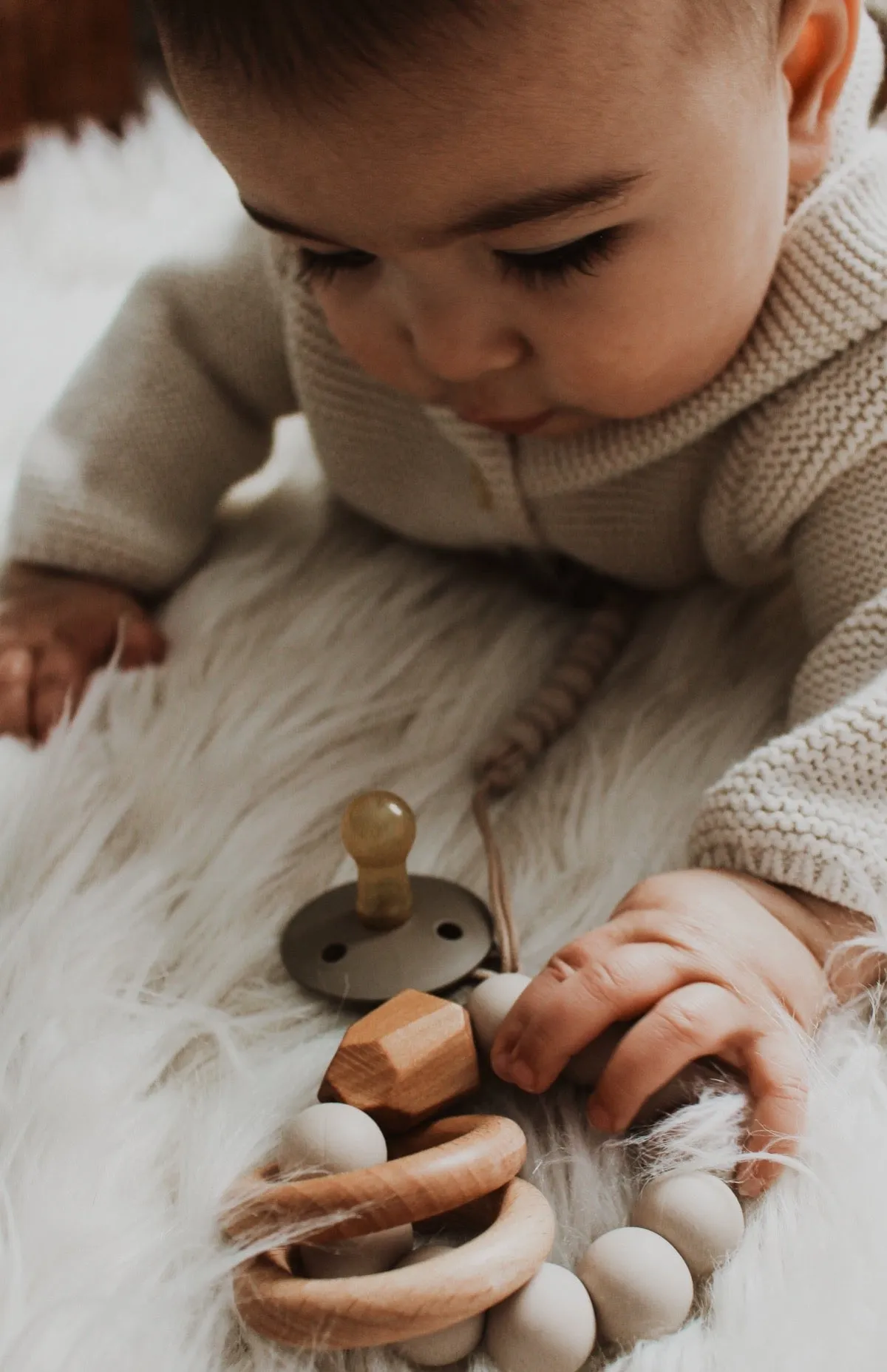 Wood and Silicone Teething Rattle - Desert by Chelsea and Marbles