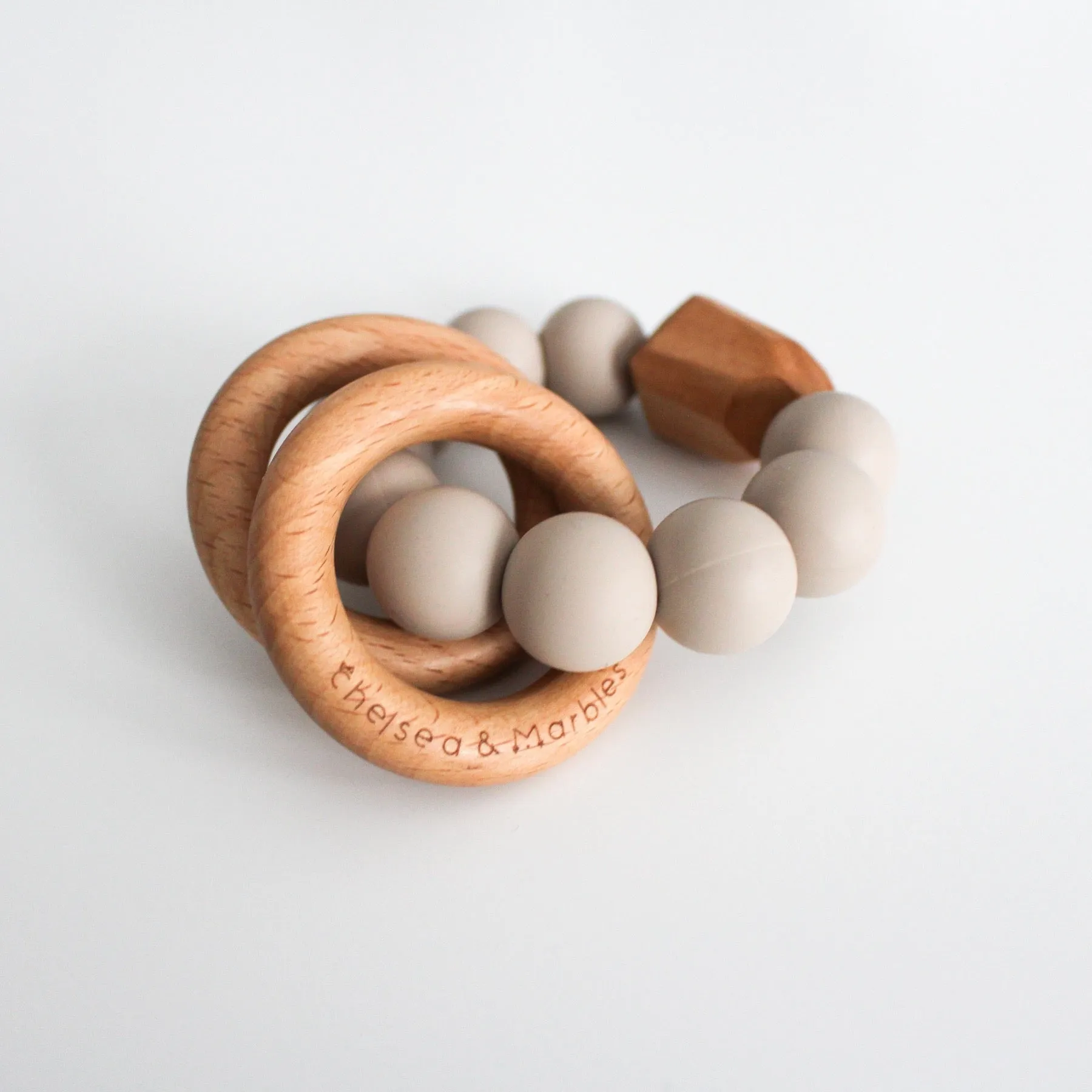 Wood and Silicone Teething Rattle - Desert by Chelsea and Marbles