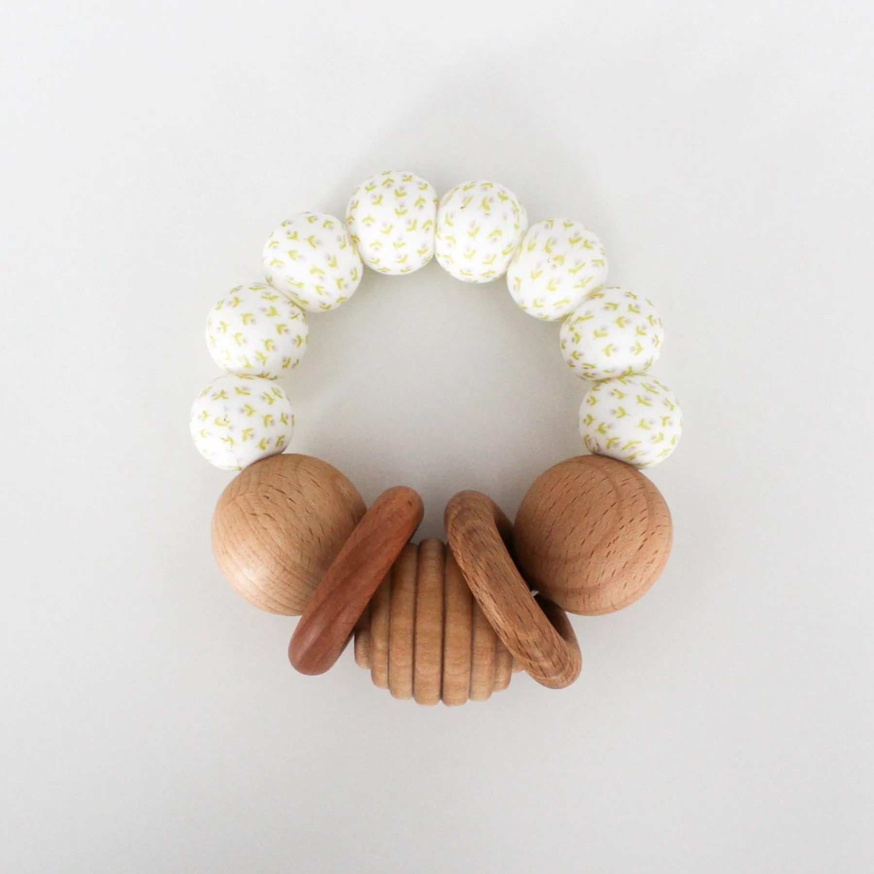 Wood and Silicone Teething Rattle - Market Prairie by Chelsea and Marbles