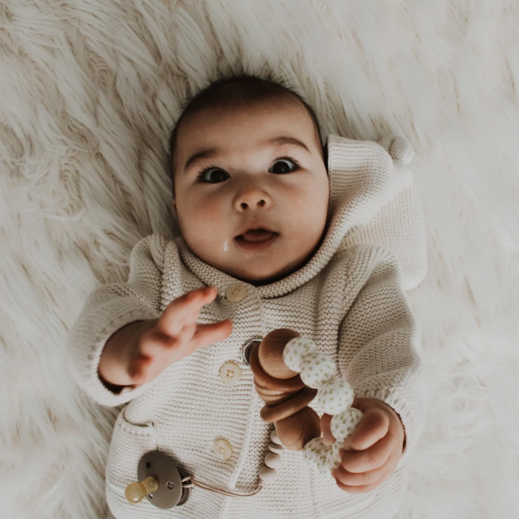 Wood and Silicone Teething Rattle - Market Prairie by Chelsea and Marbles