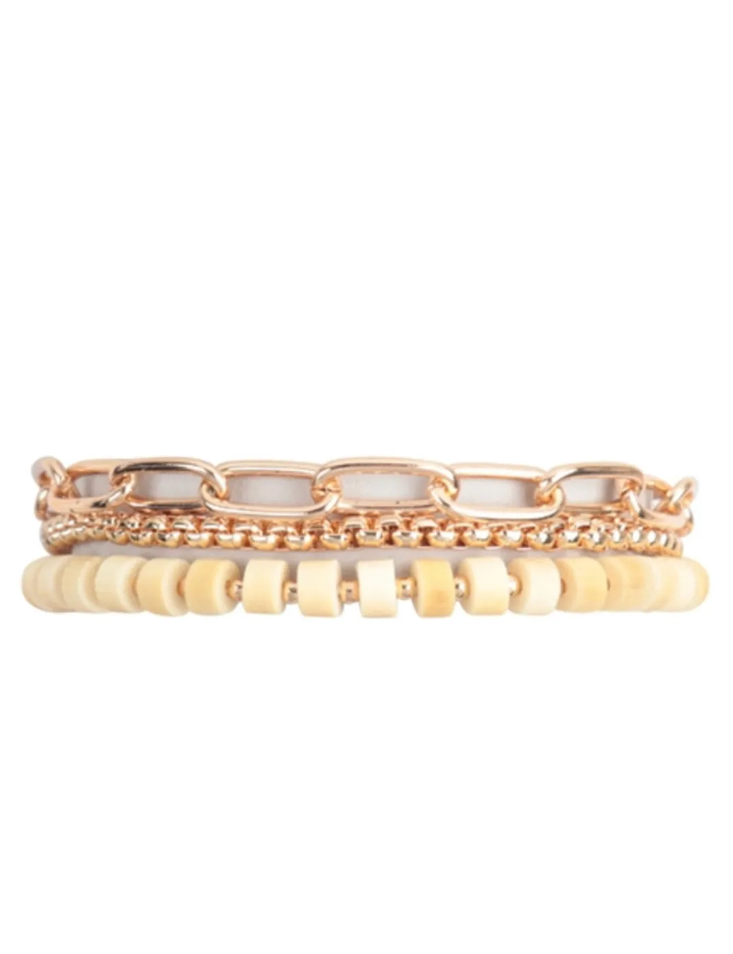 Wood Bead Layered Chain Bracelets