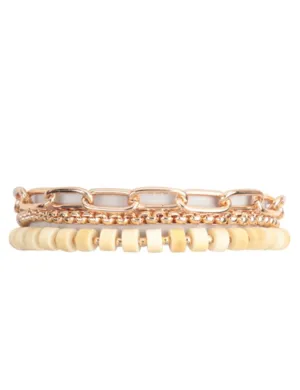 Wood Bead Layered Chain Bracelets