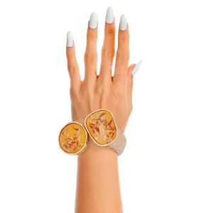 Yellow Confetti Gold Hinge Cuff