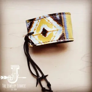 Yellow Navajo Leather Adjustable Cuff